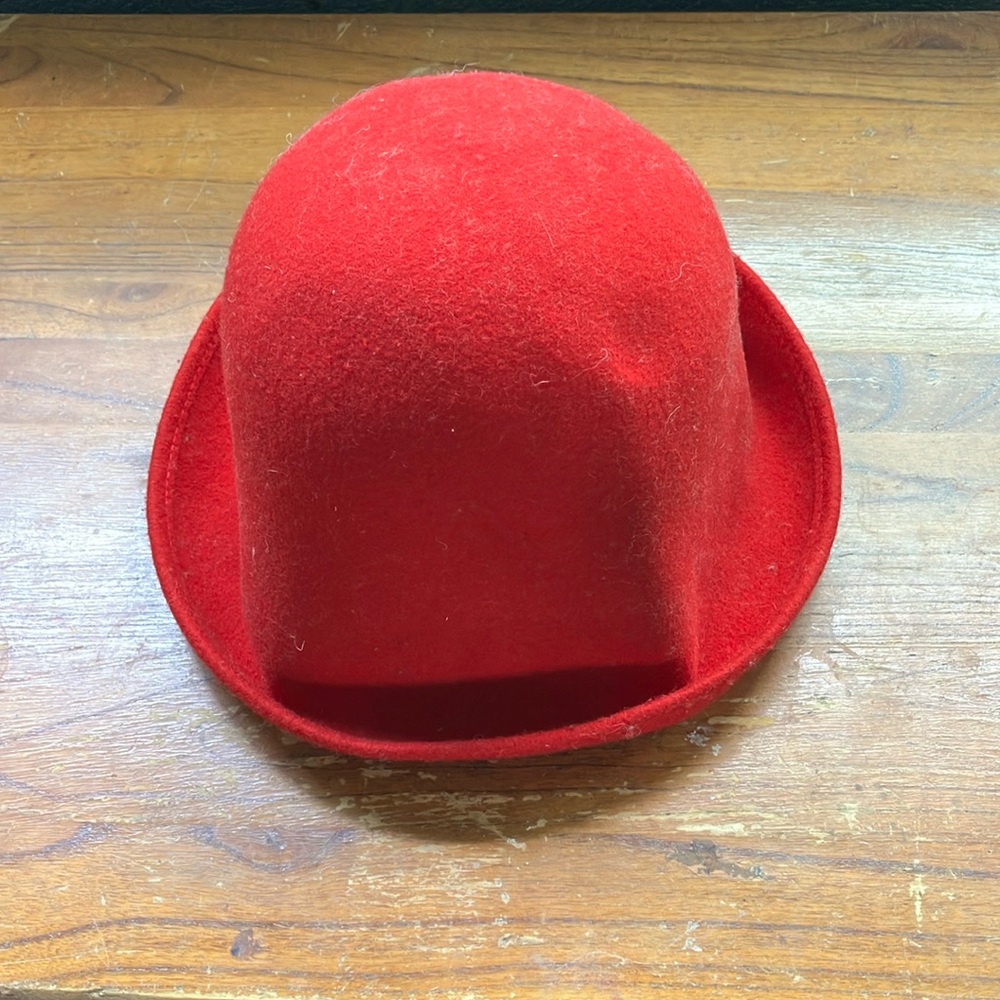 red wool hat, the brand is Bollman